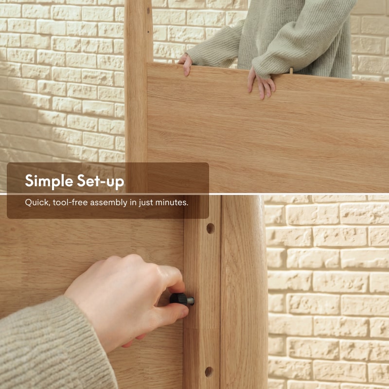 FlexiSpot Kana Retro Japanese Joinery Bed | Solid Wood Bed Frame